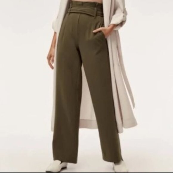 Babaton Pants - Aritzia Babaton Olive Green Jermain Trouser High Waisted Pants